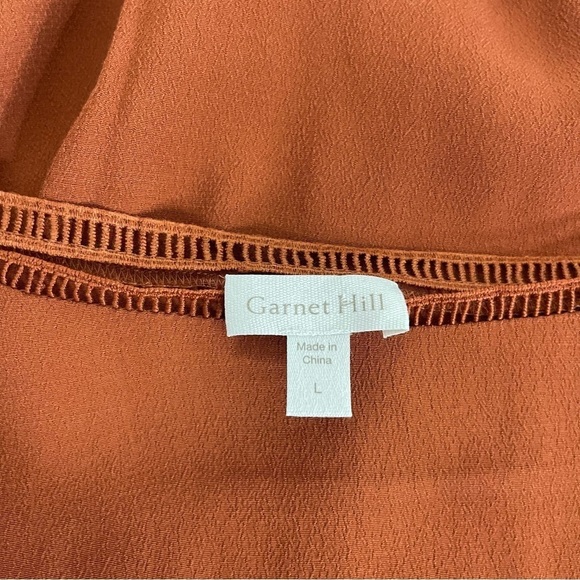 Garnet Hill Viscose Boxy Oversized Blouse In Burnt Orange Women's Size L - Picture 7 of 8
